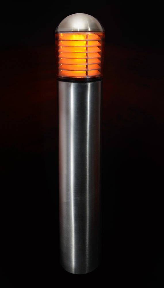 ( TLF - BOWRL/BOWL SERIES ) 15W 120-277V 585-595NM AMBER LEDICATED ROUND BOLLARD WITH DOME TOP STAINLESS STEEL - FWC CERTIFIED WILDLIFE LIGHTING